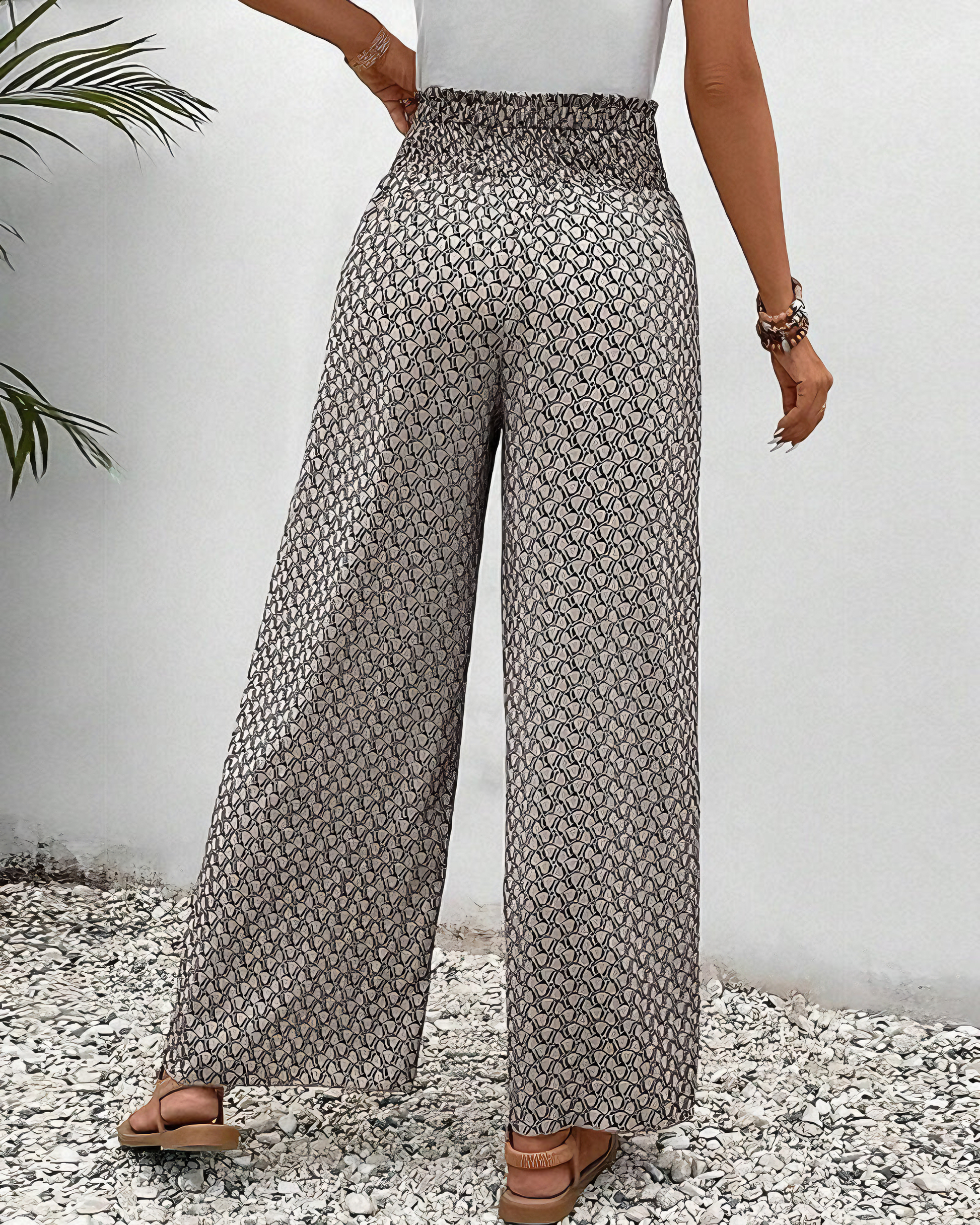 Broek met wijde pijpen - Soepelvallende damesbroek met hoge taille voor de zomer-Hallo Susanne