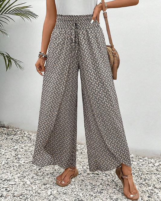 Broek met wijde pijpen - Soepelvallende damesbroek met hoge taille voor de zomer-Hallo Susanne