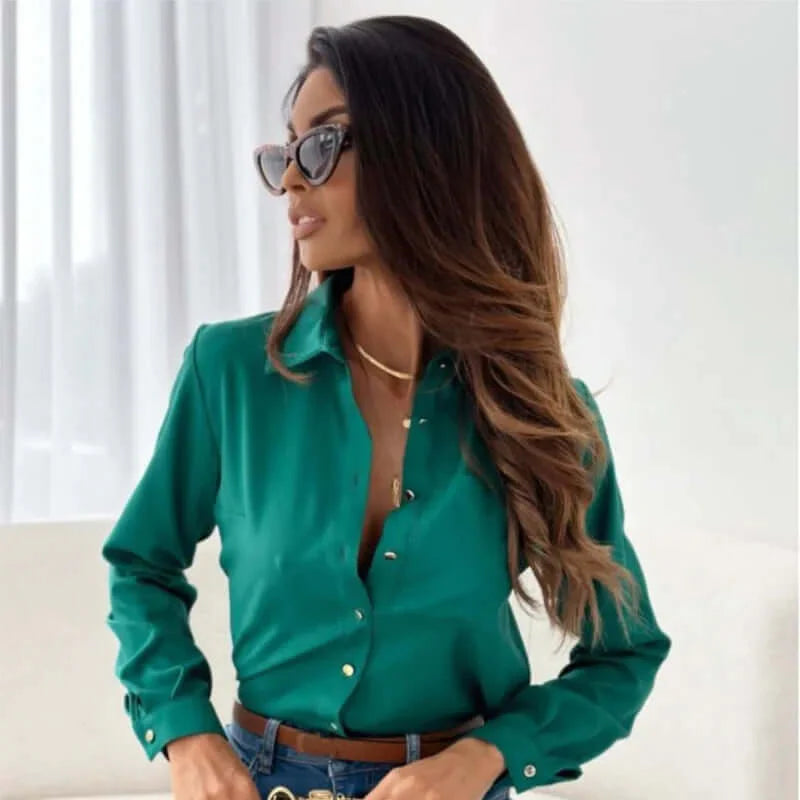 Button-Up Blouse - Elegant overhemd met lange mouwen en knopen-Hallo Susanne