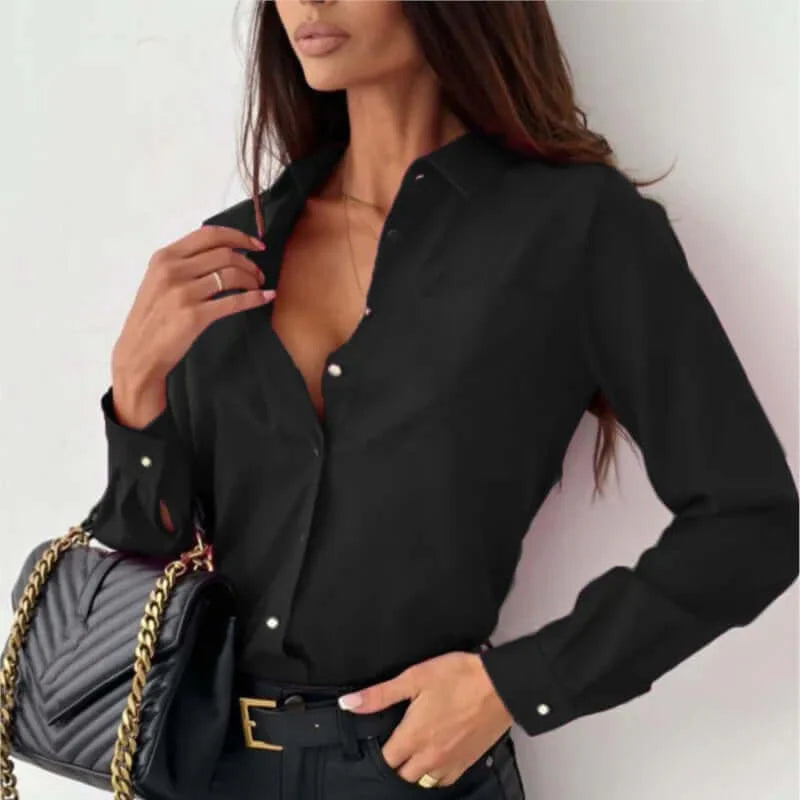 Button-Up Blouse - Elegant overhemd met lange mouwen en knopen-Hallo Susanne