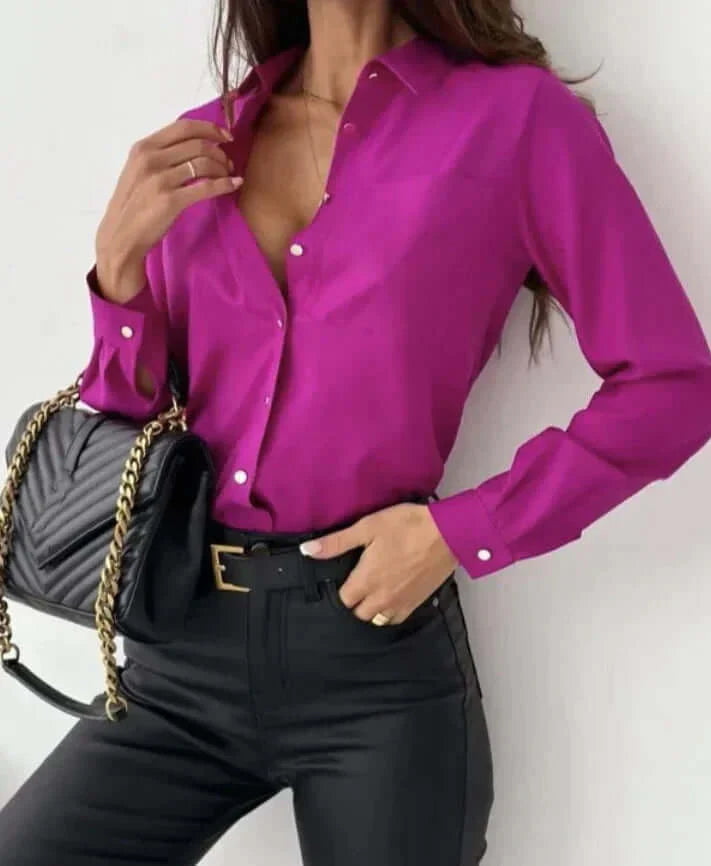 Button-Up Blouse - Elegant overhemd met lange mouwen en knopen-Hallo Susanne