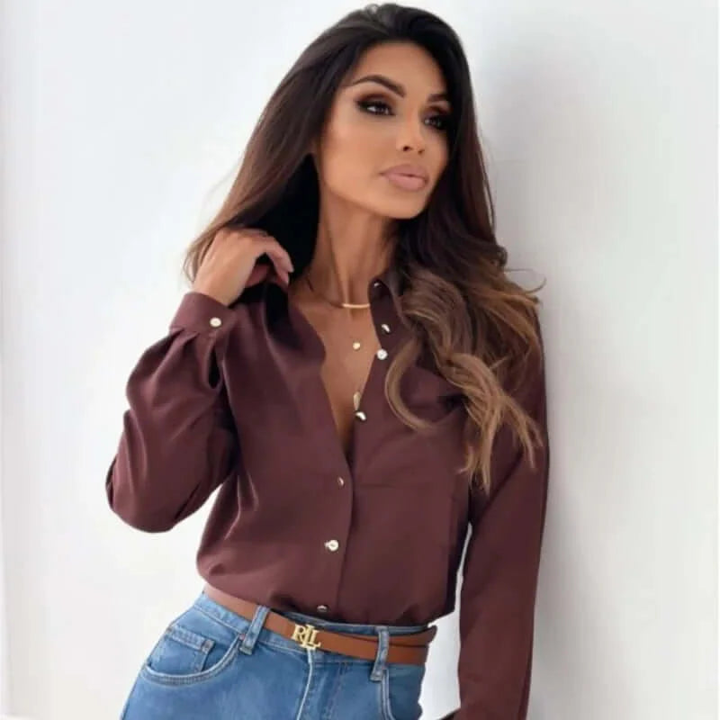Button-Up Blouse - Elegant overhemd met lange mouwen en knopen-Hallo Susanne