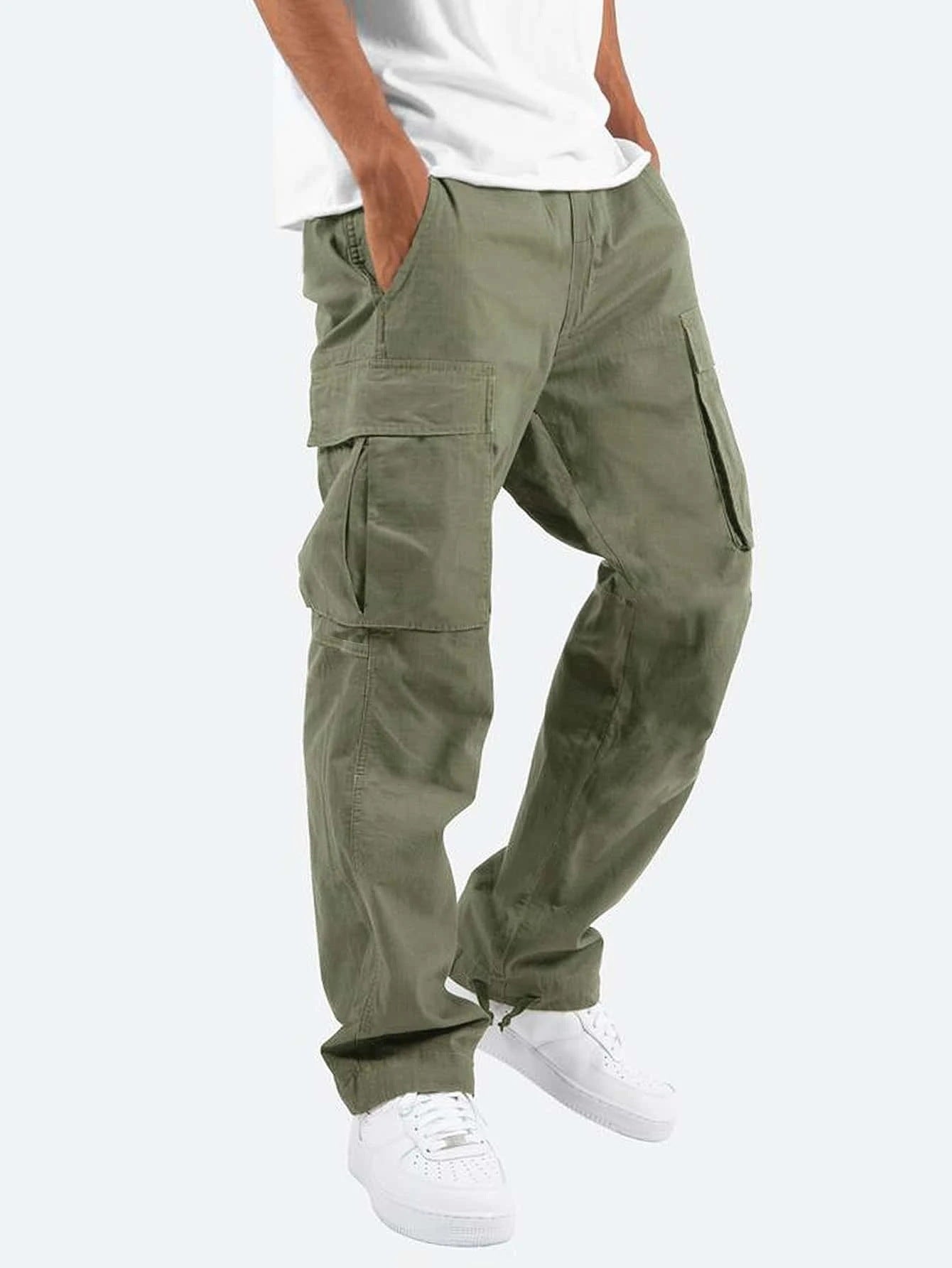 Cargo Broek - Heren Casual Baggy Loose Fit Cargo Broek-Hallo Susanne