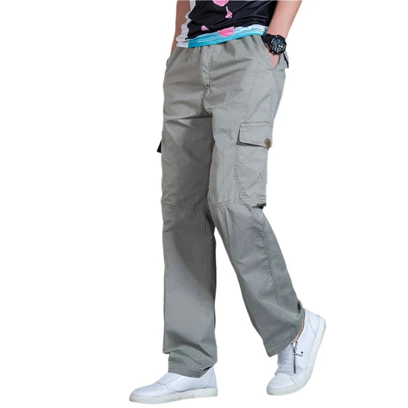 Cargo Broek | Rechte pijpen | Katoen | Losse pasvorm | Herenkleding-Hallo Susanne