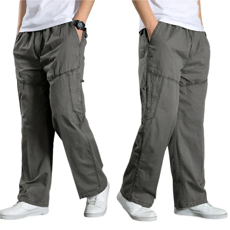 Cargo Broek | Rechte pijpen | Katoen | Losse pasvorm | Herenkleding-Hallo Susanne