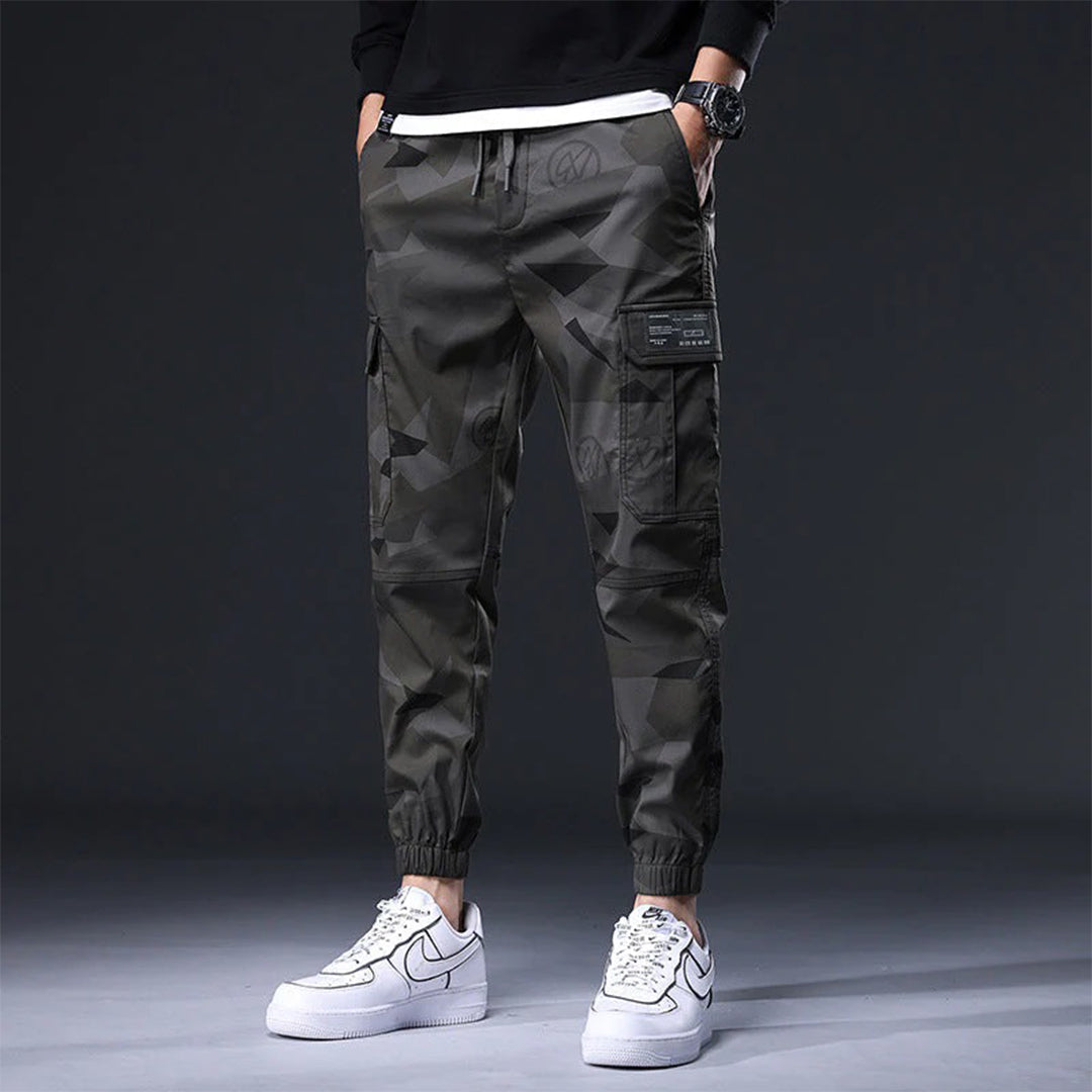 Cargo Joggers - Camouflage Skinny Cargo Broek met koord voor heren-Hallo Susanne