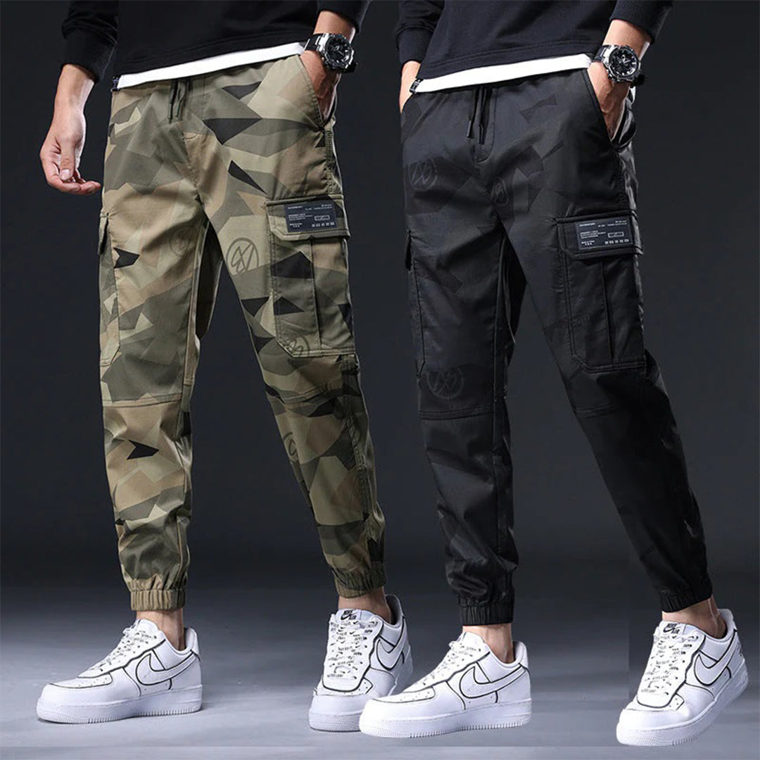 Cargo Joggers - Camouflage Skinny Cargo Broek met koord voor heren-Hallo Susanne