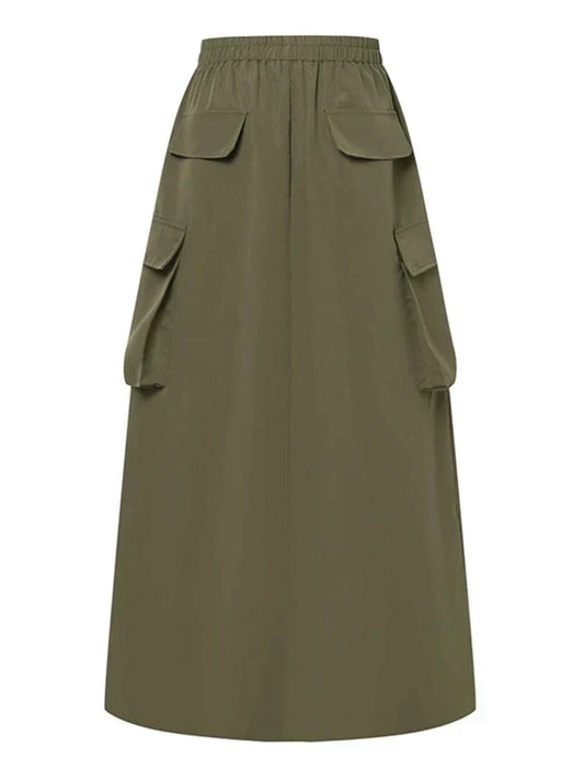 Cargo rok - Elastische katoenen maxi rok voor dames met zakken-Hallo Susanne
