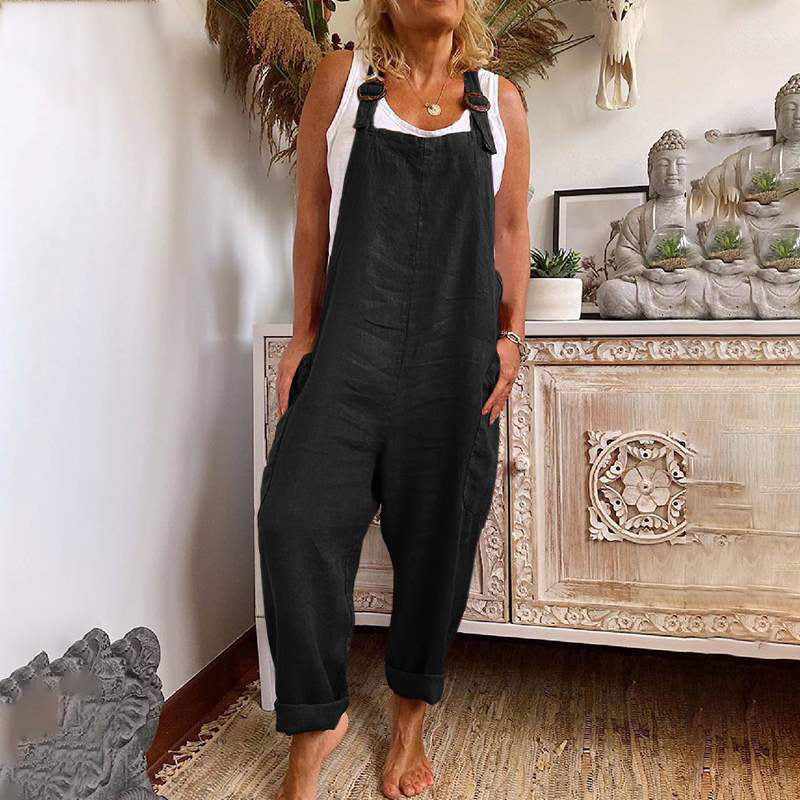 Casual jumpsuit - losse pasvorm - mouwloos - baggy jumpsuit - overall voor dames-Hallo Susanne
