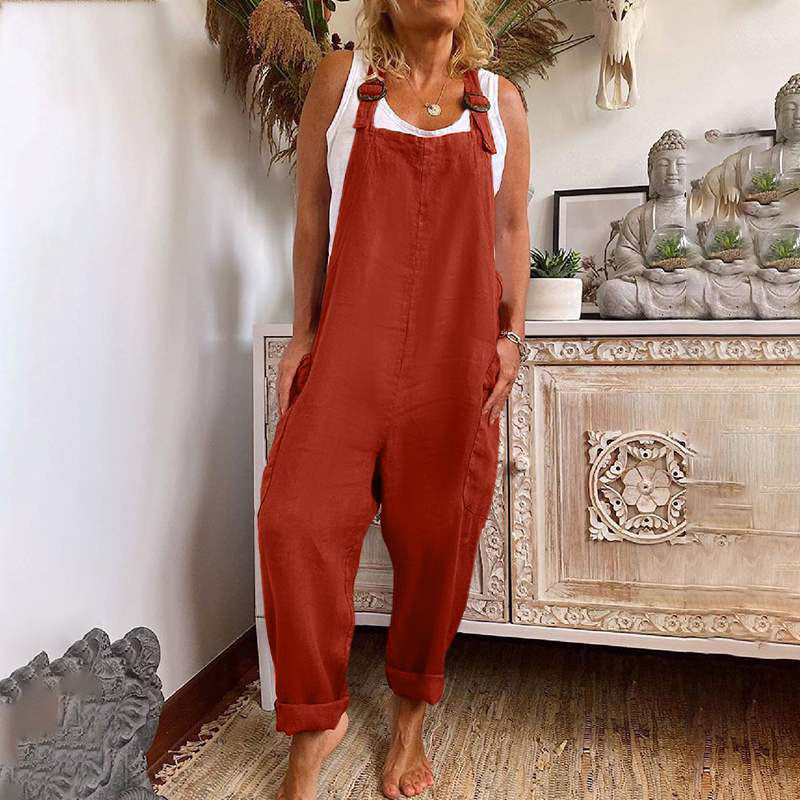 Casual jumpsuit - losse pasvorm - mouwloos - baggy jumpsuit - overall voor dames-Hallo Susanne