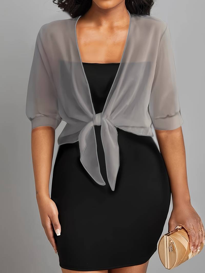 Chiffon Blouse - Lichtgewicht chiffon vest met strik aan de voorkant voor dames-Hallo Susanne
