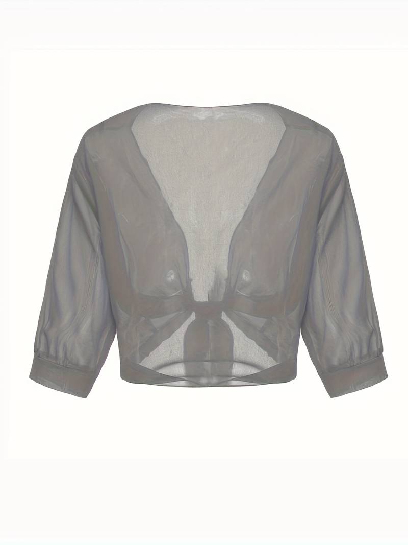 Chiffon Blouse - Lichtgewicht chiffon vest met strik aan de voorkant voor dames-Hallo Susanne