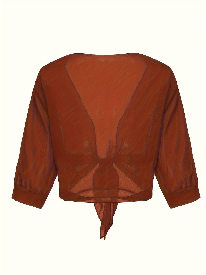Chiffon Blouse - Lichtgewicht chiffon vest met strik aan de voorkant voor dames-Hallo Susanne