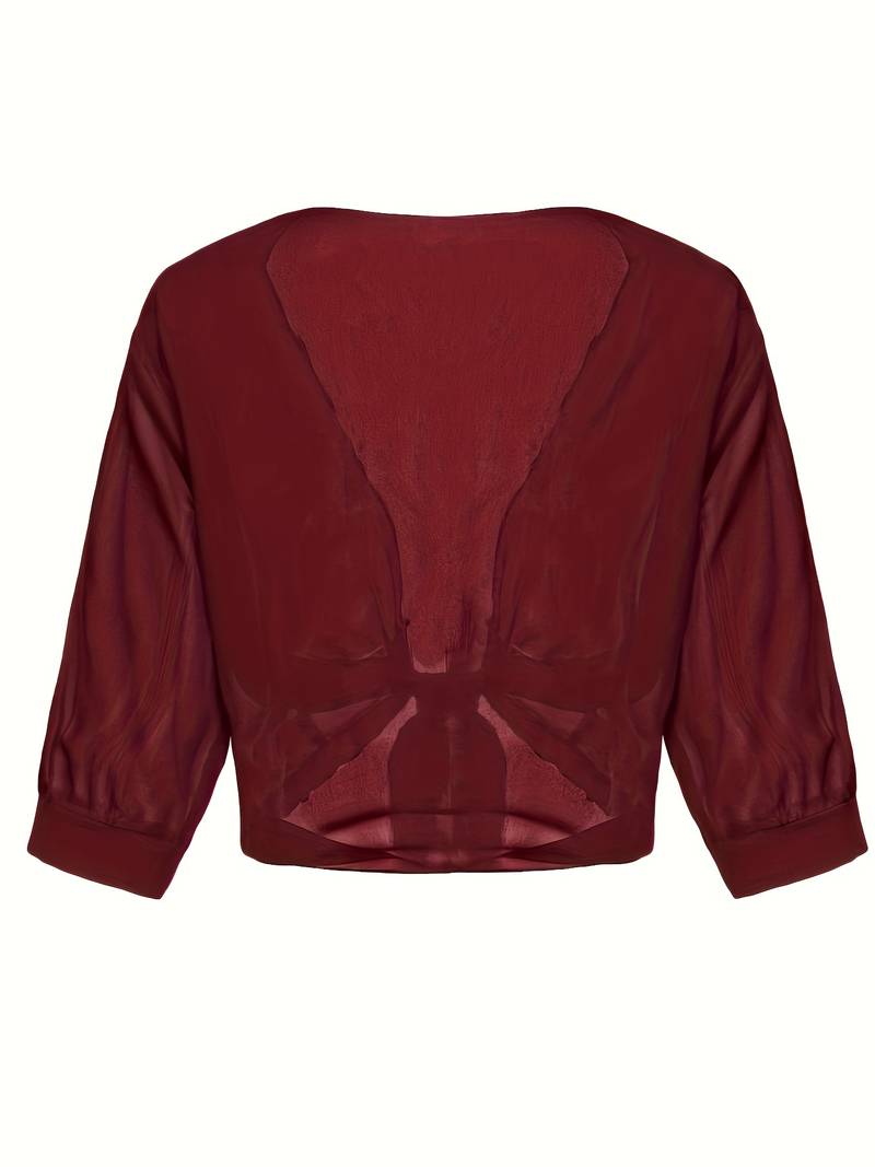 Chiffon Blouse - Lichtgewicht chiffon vest met strik aan de voorkant voor dames-Hallo Susanne
