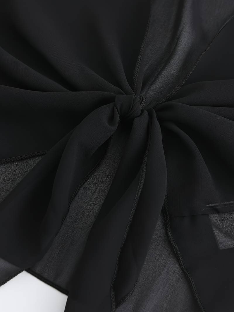 Chiffon Blouse - Lichtgewicht chiffon vest met strik aan de voorkant voor dames-Hallo Susanne