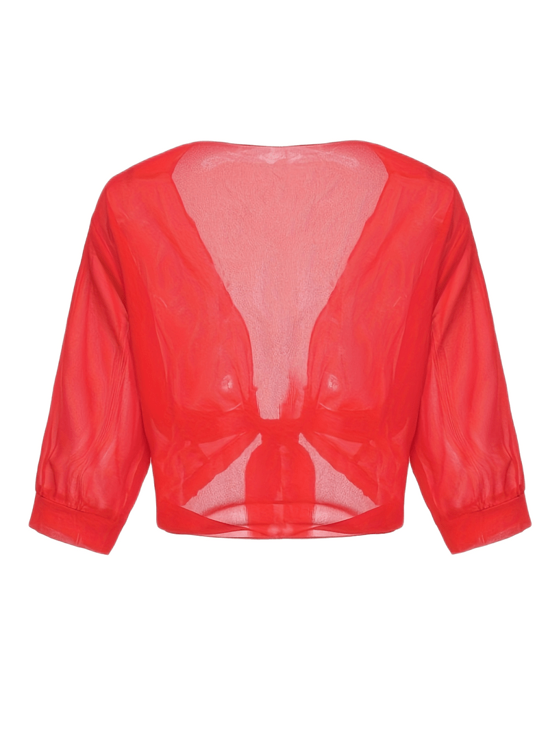 Chiffon Blouse - Lichtgewicht chiffon vest met strik aan de voorkant voor dames-Hallo Susanne