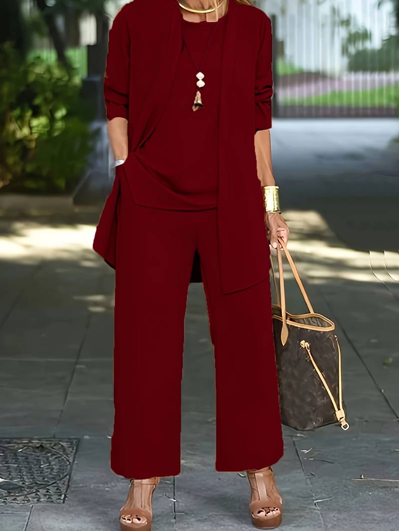 Co-Ord Set - Dames 3-delig Vest Top Wijde Benen Broek Set voor de Zomer-Hallo Susanne