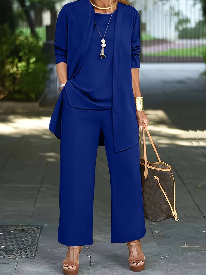 Co-Ord Set - Dames 3-delig Vest Top Wijde Benen Broek Set voor de Zomer-Hallo Susanne
