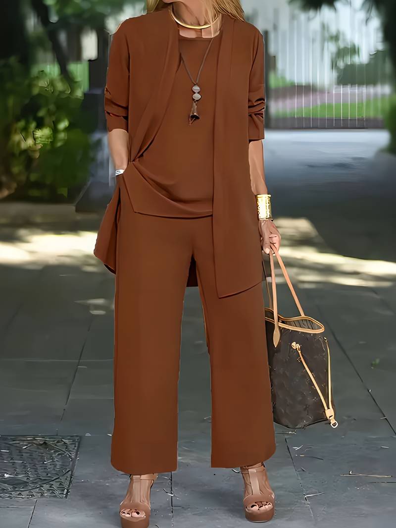 Co-Ord Set - Dames 3-delig Vest Top Wijde Benen Broek Set voor de Zomer-Hallo Susanne
