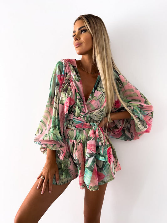 Co-Ord Set - Flowy Tweedelige Shorts en Blouse Zomerset voor dames-Hallo Susanne