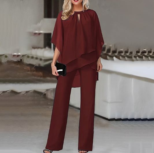 Co-Ord set - Elegante damesblouse en broek tweedelige set-Hallo Susanne
