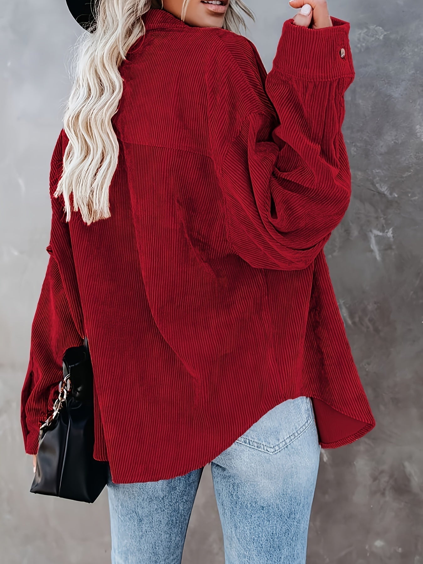 Corduroy overhemd - Casual Button-Up Oversized Overhemd voor dames-Hallo Susanne