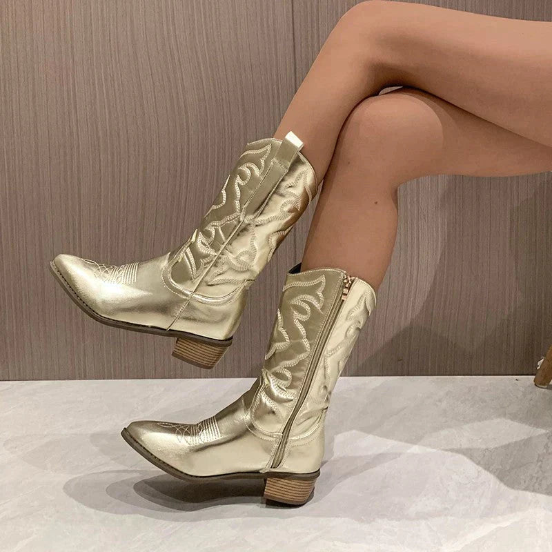 Cowboylaarzen - Metallic - Halfhoge hak - Westernlaarzen - Cowgirllaarzen-Hallo Susanne