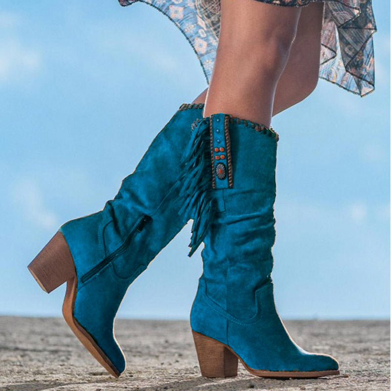Cowgirl Laarzen - Blokhak - Mid Calf - Cowboylaarzen - Dameslaarzen-Hallo Susanne