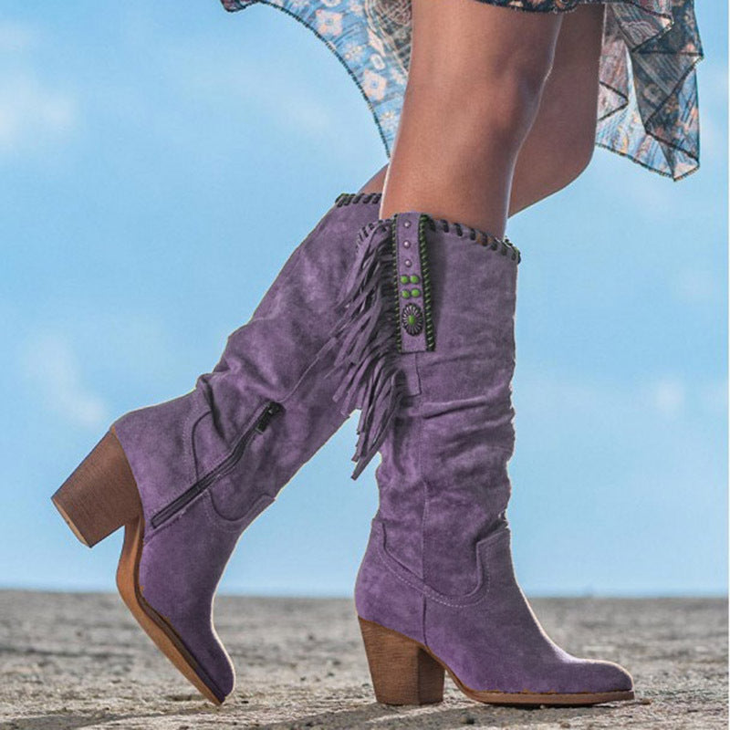 Cowgirl Laarzen - Blokhak - Mid Calf - Cowboylaarzen - Dameslaarzen-Hallo Susanne