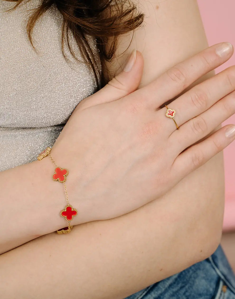 Damesarmband | Verstelbaar | Zilver | Gouden armband | Klaverarmband-Hallo Susanne