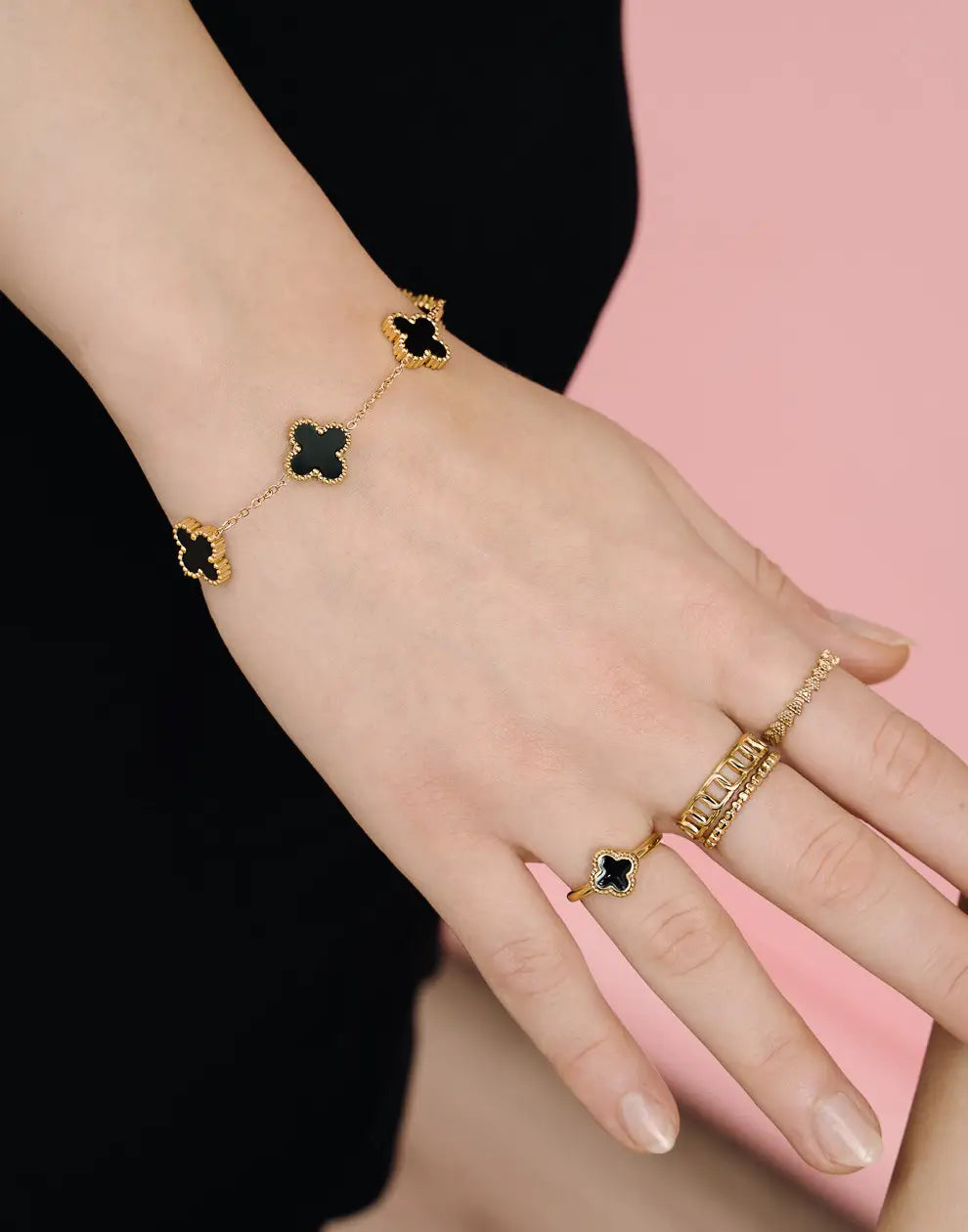 Damesarmband | Verstelbaar | Zilver | Gouden armband | Klaverarmband-Hallo Susanne