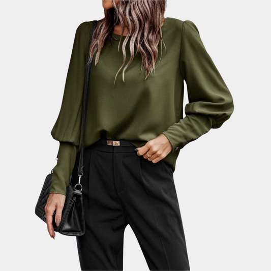 Damesblouse - Lange pofmouwen - Losse pasvorm - Blouse met lange mouwen - Dameskleding-Hallo Susanne