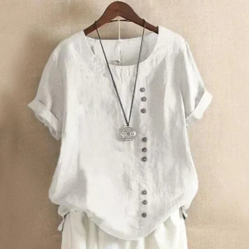 Damesblouse - Losjes model - Korte mouwen - Oversized blouse - Dames zomertops-Hallo Susanne