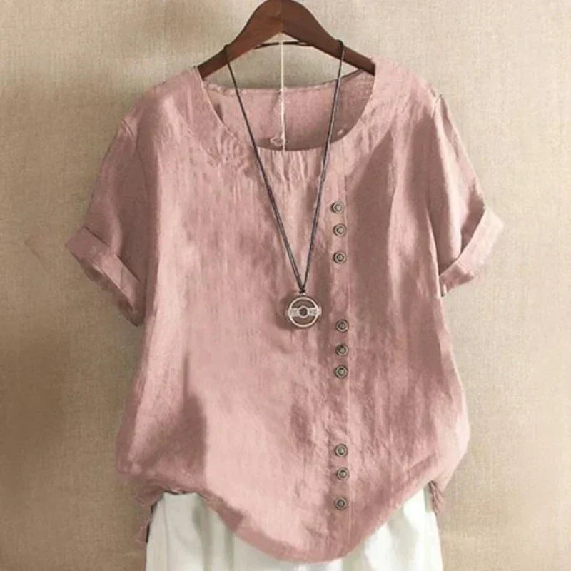 Damesblouse - Losjes model - Korte mouwen - Oversized blouse - Dames zomertops-Hallo Susanne