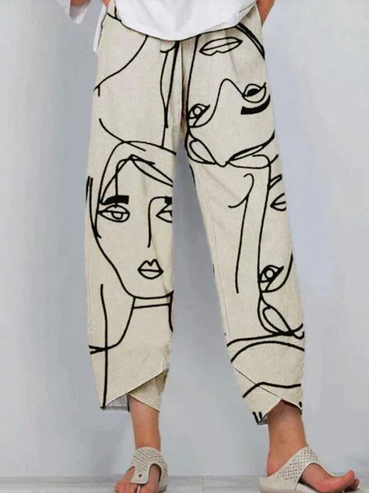 Damesbroek - Bedrukt - Lichtgewicht - Losse Broek - Zomerbroek-Hallo Susanne
