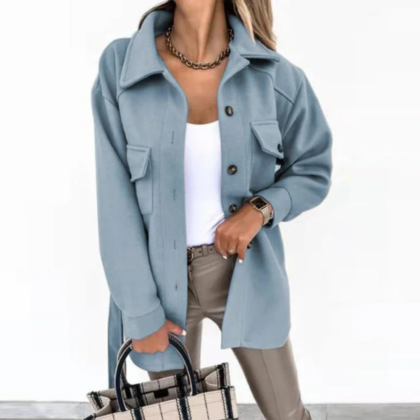 Damesjas | Knoopsluiting | Kraag | Jas met riem | Zomerjas-Hallo Susanne