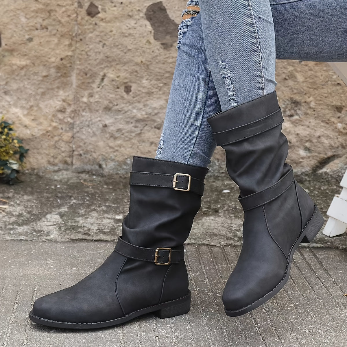 Dameslaarzen | Gespband | Vintage | Halflange laarzen | Slouchy laarzen-Hallo Susanne