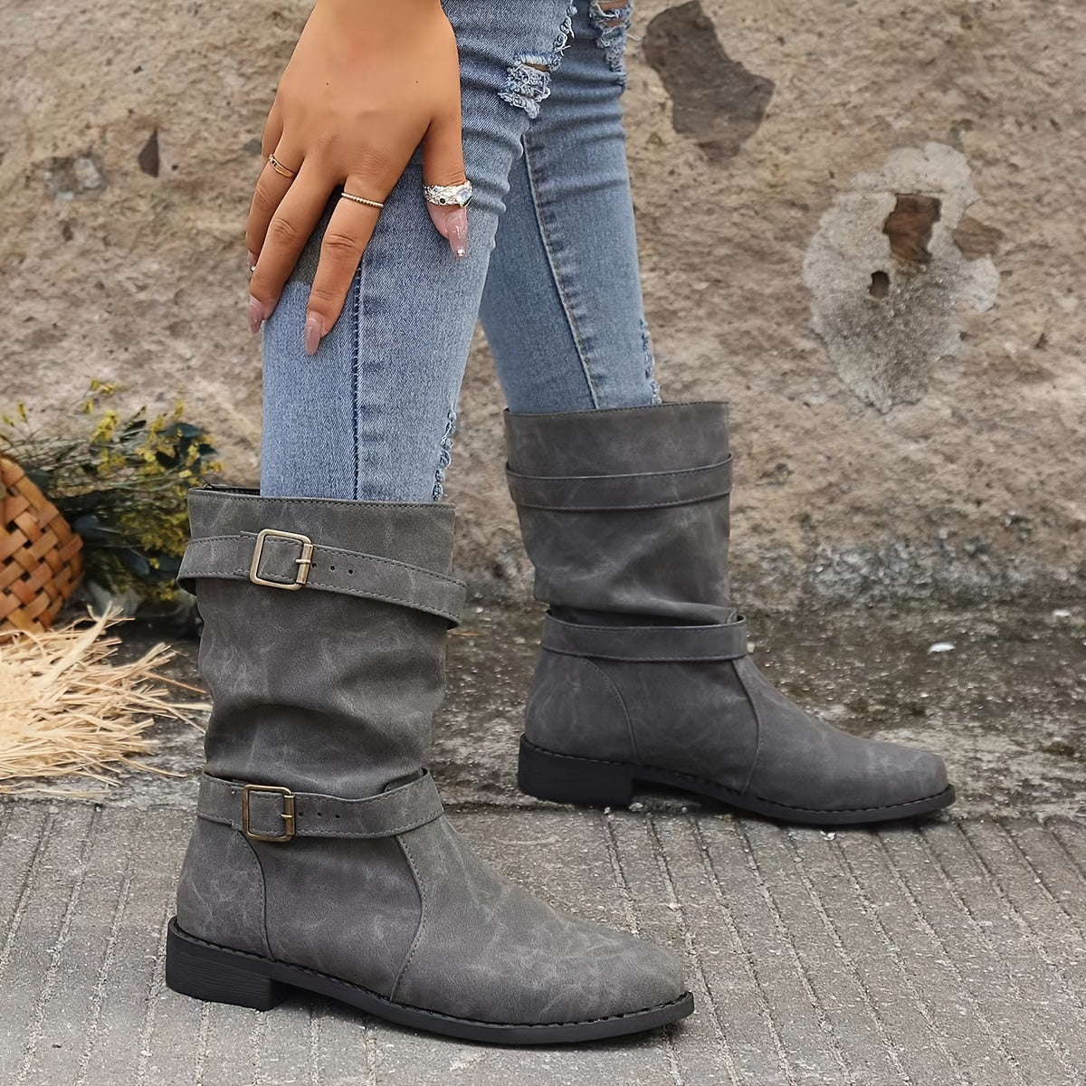 Dameslaarzen | Gespband | Vintage | Halflange laarzen | Slouchy laarzen-Hallo Susanne
