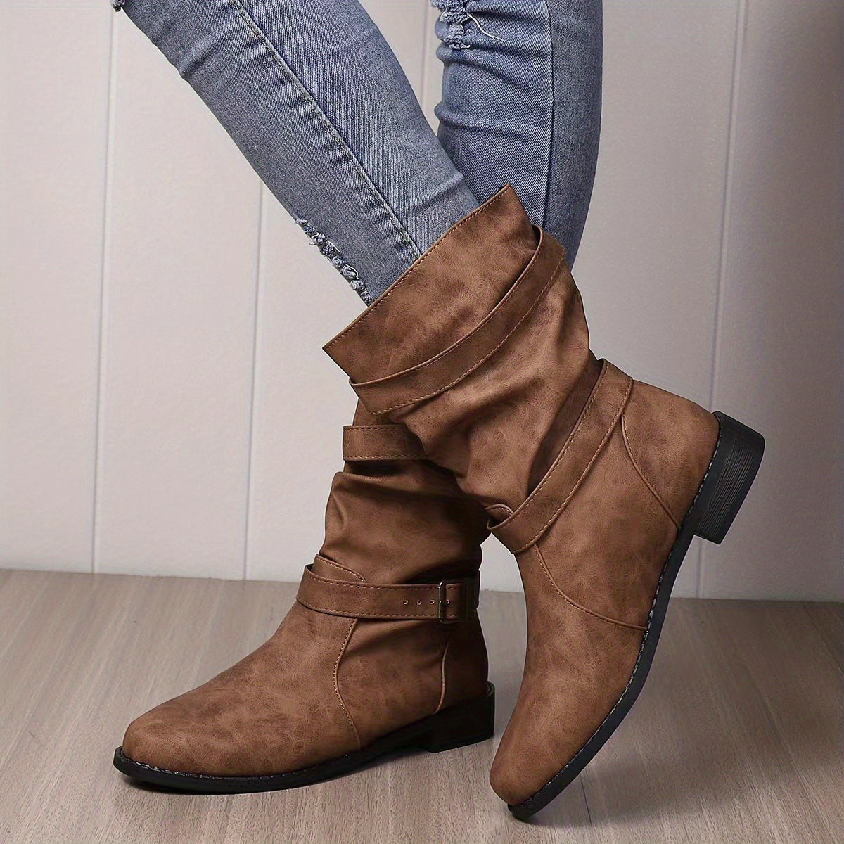 Dameslaarzen | Gespband | Vintage | Halflange laarzen | Slouchy laarzen-Hallo Susanne