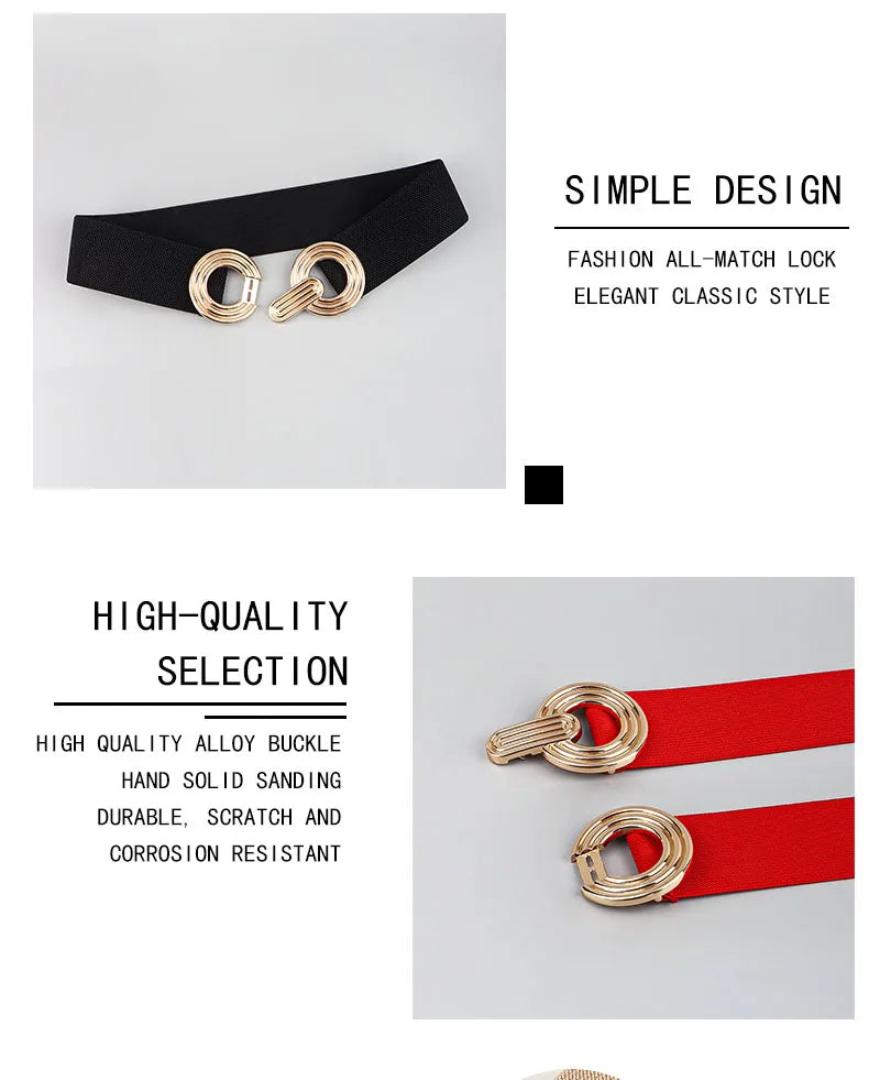 Damesriem - Stretch - Gouden gesp - Elastische riem - Tailleband-Hallo Susanne