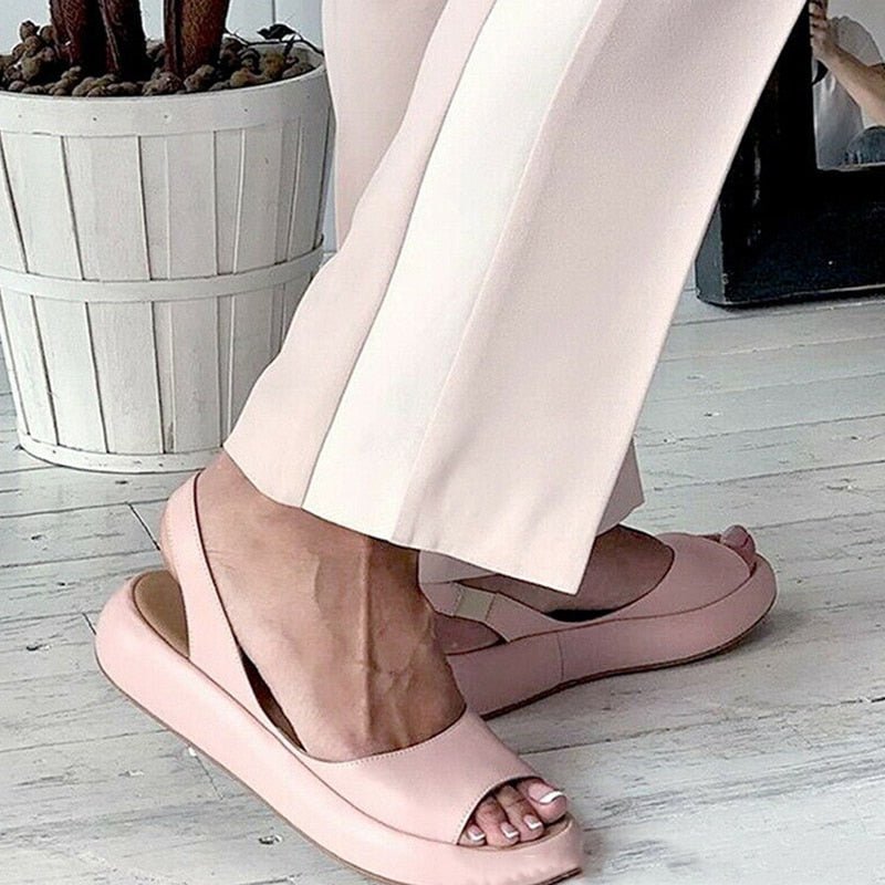 Damessandalen | Elastische band | Open teen | Platte sandalen | Zomersandalen-Hallo Susanne