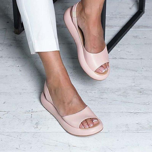 Damessandalen | Elastische band | Open teen | Platte sandalen | Zomersandalen-Hallo Susanne