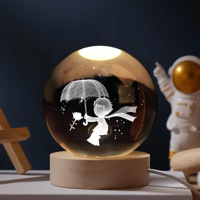Decoratieve lamp - Planeet - Glazen bol - Nachtkastje - Tafellamp-Hallo Susanne