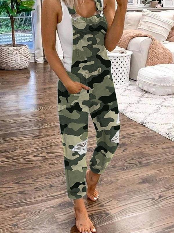 Denim Overalls - Ripped - Mouwloos - Denim tuinbroek - Jumpsuit Denim voor Dames-Hallo Susanne