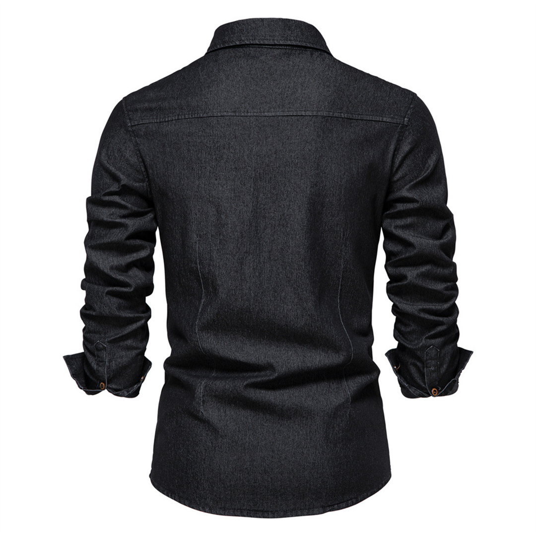 Denim Shirt | Button-Up | Collared | Shirt Met Lange Mouwen | Heren Overhemd-Hallo Susanne