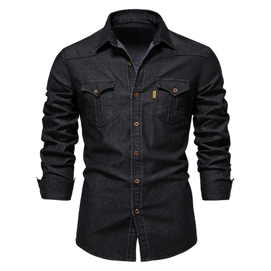 Denim Shirt | Button-Up | Collared | Shirt Met Lange Mouwen | Heren Overhemd-Hallo Susanne