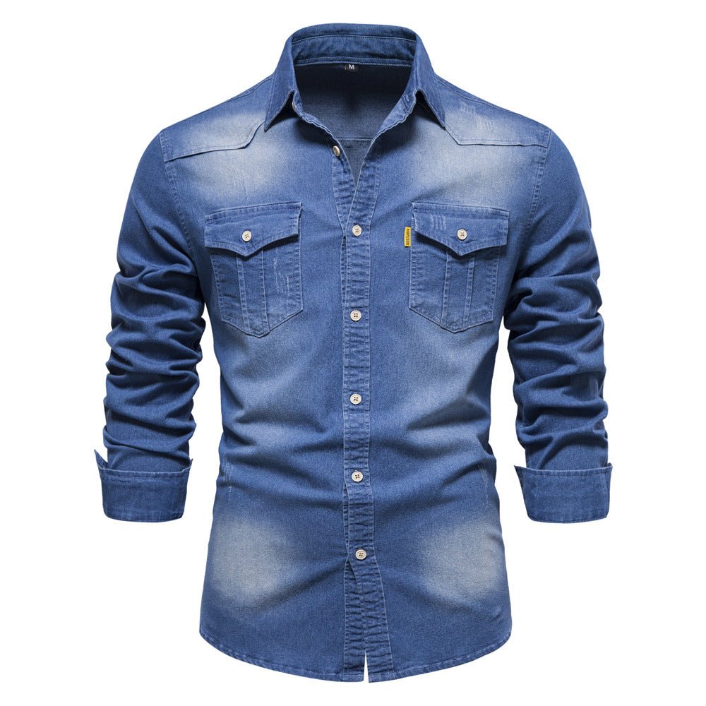 Denim overhemd | Lange mouwen | Slim fit | Overhemd met knopen | Herenoverhemd-Hallo Susanne