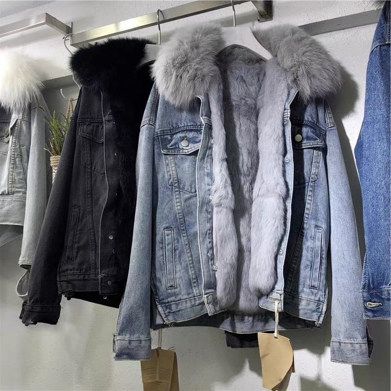 Denimjas met bontvoering | Warm | Nepbont | Winterjeansjas | Denimjas voor dames-Hallo Susanne