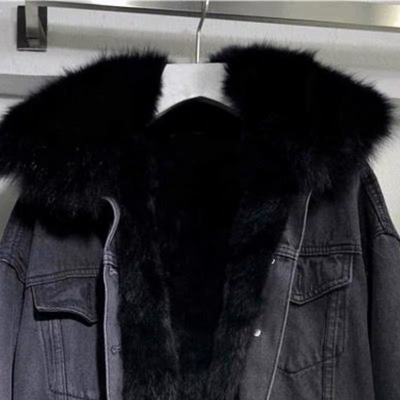 Denimjas met bontvoering | Warm | Nepbont | Winterjeansjas | Denimjas voor dames-Hallo Susanne