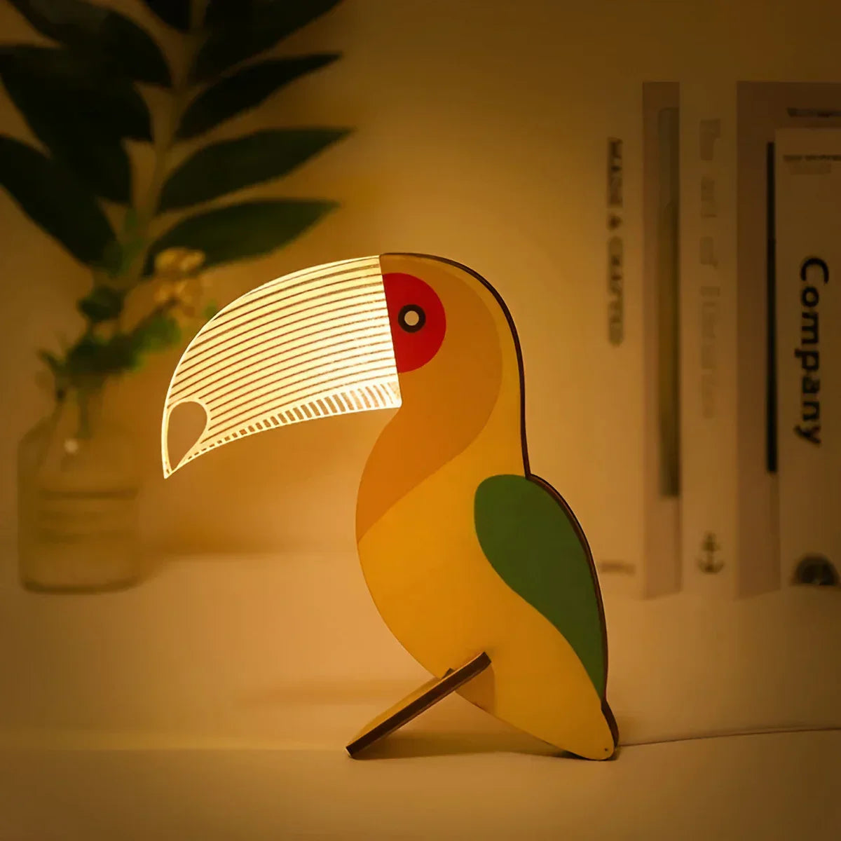Dierenlamp - Houten - Vogel - Nachtkastlampje - Tafellamp-Hallo Susanne